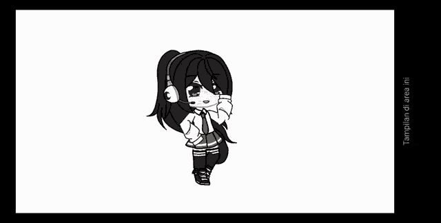 a drawing of a girl wearing headphones and a microphone