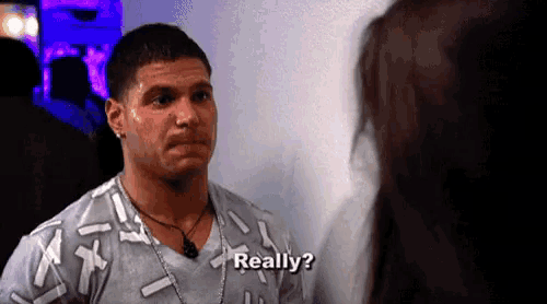 a man is talking to a woman and asking her if she is really ?