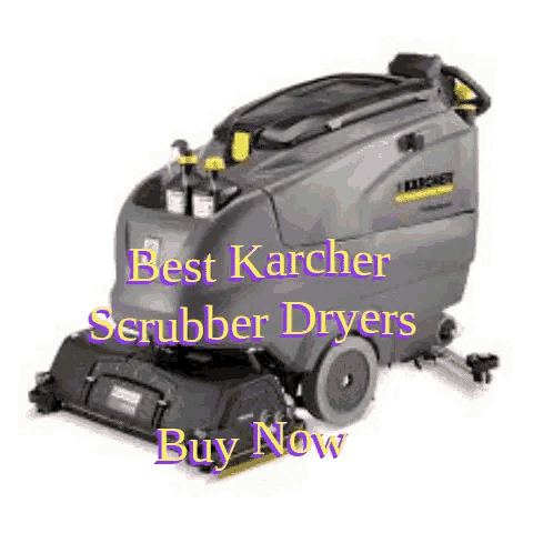 a picture of a karcher scrubber dryer that says buy now