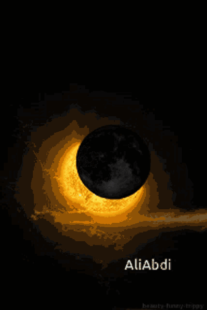 a poster of a partial eclipse with the name aliabdi on the bottom