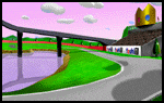 a cartoon scene with a crown on top of a building