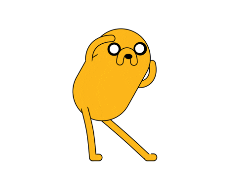 a cartoon character from adventure time standing on one leg
