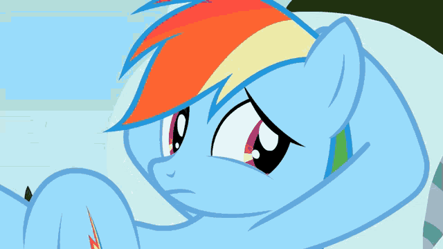 a cartoon of a pony with a rainbow colored mane and tail