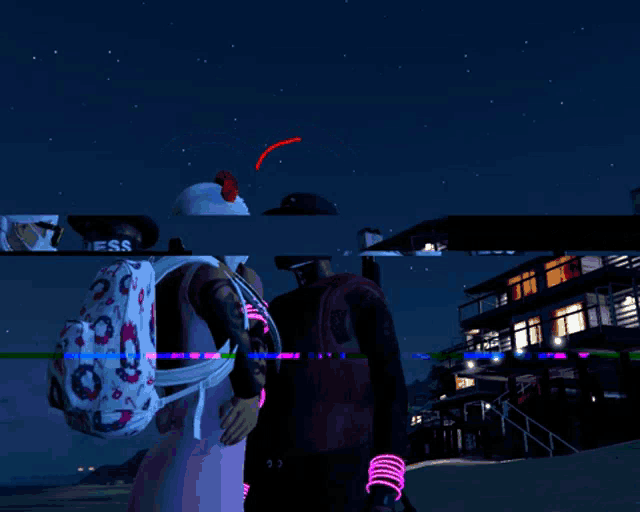 a man wearing a mask with the word ness on it kisses another man