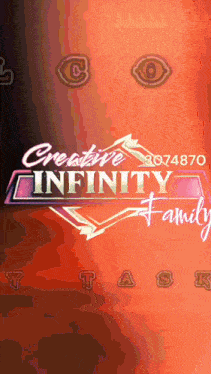 a creative infinity family logo with a red background