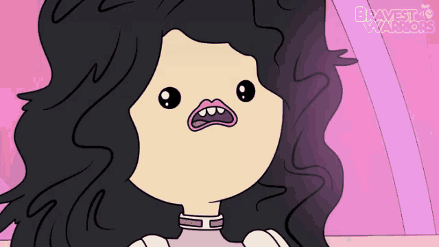 a cartoon drawing of a girl with a big mouth