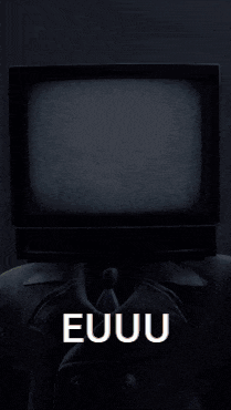 a tv with a smiley face on it and the word euuuu below it