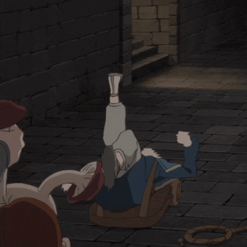 a person with a backpack on their back is upside down