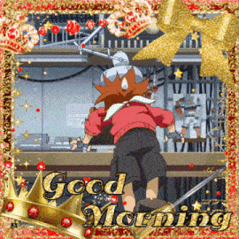 a good morning greeting card with a cartoon character