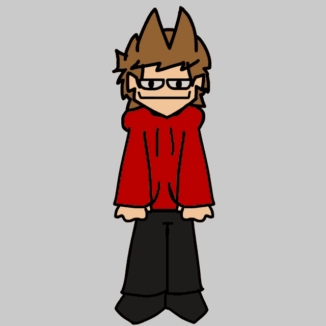 a drawing of a person in a red hoodie