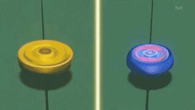 a yellow and a blue flower with a flame coming out of it .