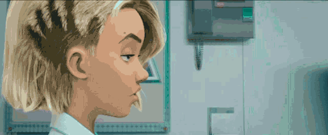a cartoon drawing of a woman with a shaved head