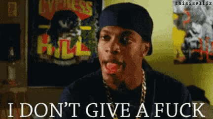 a man in a bandana says i don 't give a fuck