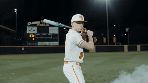 a baseball player with the number 8 on his shirt