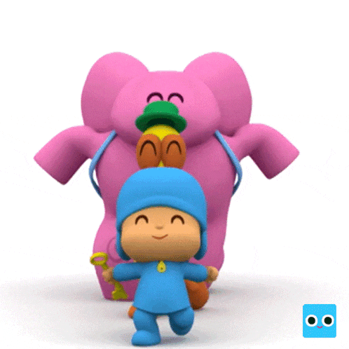 a cartoon character named pocoyo is holding a yellow key