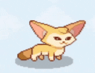 a pixel art drawing of a fox with big ears .