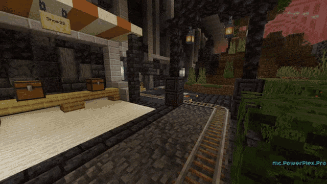 a screenshot of a minecraft game with the words mc powerplex pro on the bottom