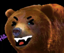 a close up of a bear with a smiley face on it 's face