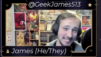 a picture of a man wearing headphones with the name james on it