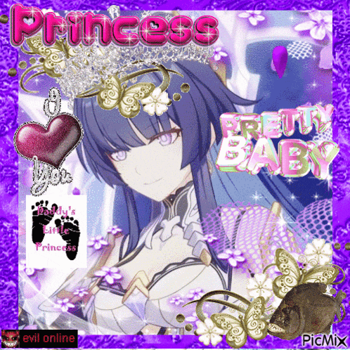 a picture of a princess with pretty baby written in pink