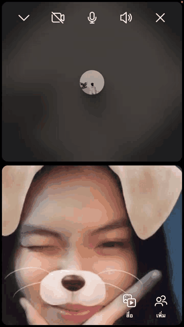 a woman wearing a dog mask on her face looks at the camera