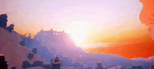 the sun shines brightly over a snowy landscape
