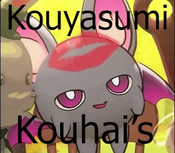 a cartoon of a rabbit with the words kouyashi kouhai 's on it