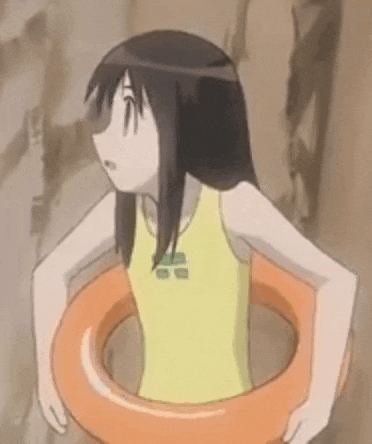 a cartoon girl is holding a life preserver in her hand .