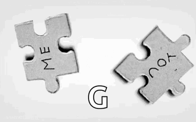 two puzzle pieces one of which says me and the other says you