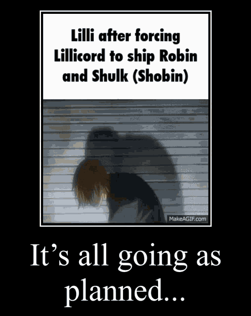 a poster that says it 's all going as planned with a shadow of a person