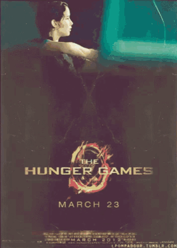 a movie poster for the hunger games shows a girl with a bow and arrow