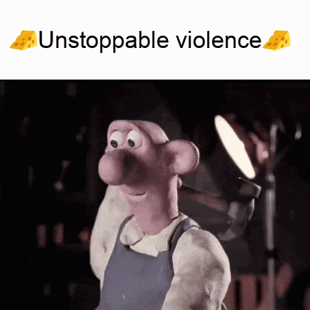 a cartoon character is standing in front of a lamp with the words unstoppable violence below him