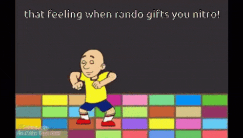 a cartoon of a boy dancing with the words that feeling when rando gifts you nitro