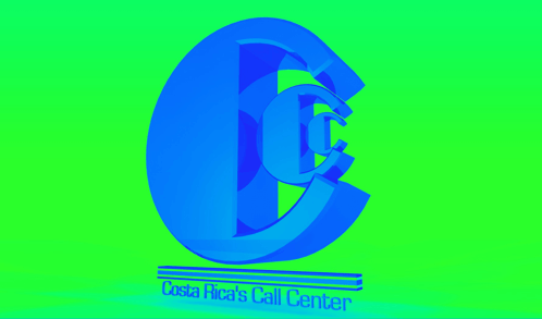 a blue logo for costa rica 's call center on a green background