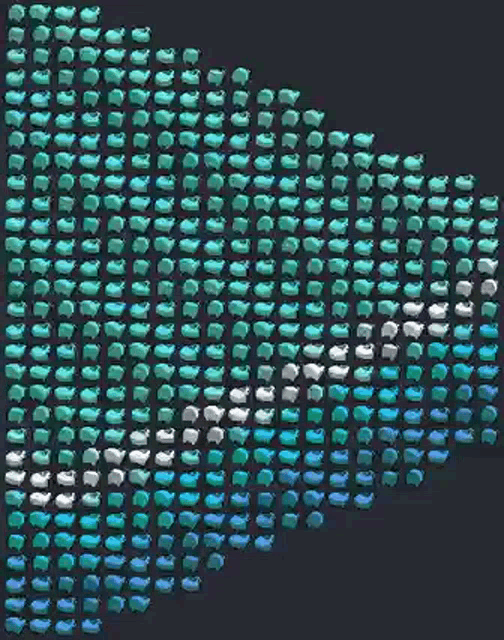 a bunch of fish are lined up in a row on a black background .