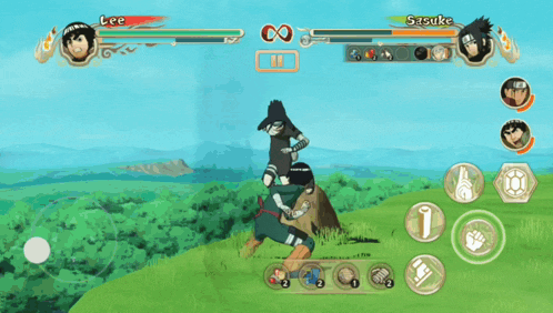 lee and sasuke are fighting in a video game with a score of 2 to 1
