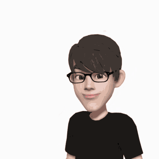 a cartoon man with glasses and a pink ok bubble above his head
