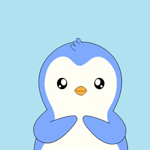 a blue and white penguin with a pink heart on its head and the word love above it