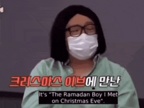 a person wearing a mask and glasses says it 's " the ramadan boy i met on christmas eve "