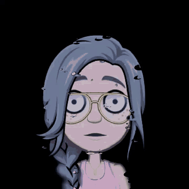 a cartoon of a girl with glasses and a braid
