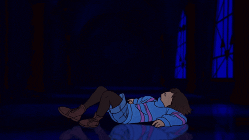 a blue light is shining through a window in the dark