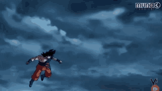 a cartoon character is flying through a cloudy sky with the words mundo tongkat on the bottom