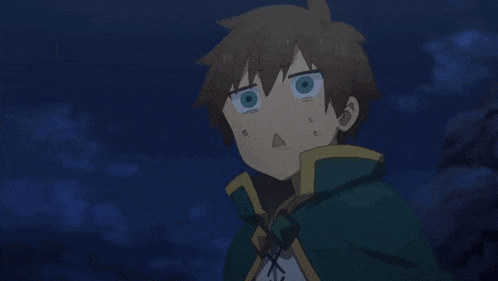 a cartoon character with blue eyes and a green jacket