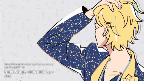 a drawing of a person with the words next stage shinjuku ver.
