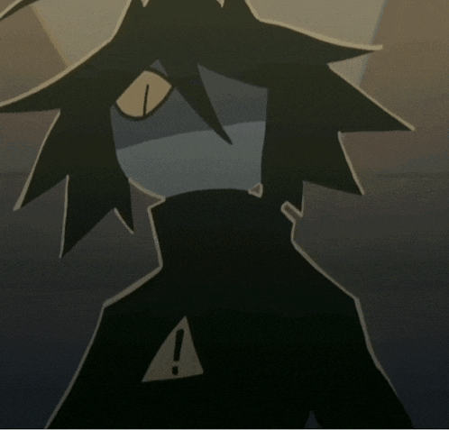 a drawing of a person with a triangle and an exclamation point on their chest
