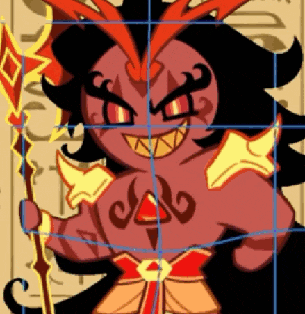 a cartoon drawing of a devil with a spear