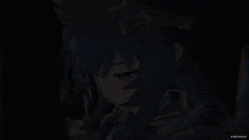 a girl with blue hair and white gloves has a light coming out of her eye