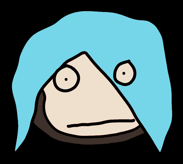 a cartoon of a person with blue hair making a face