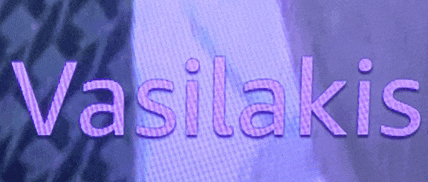 the word vasilakis is written in purple letters on a purple background