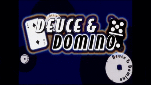 a blue background with the words deuce & domino written on it